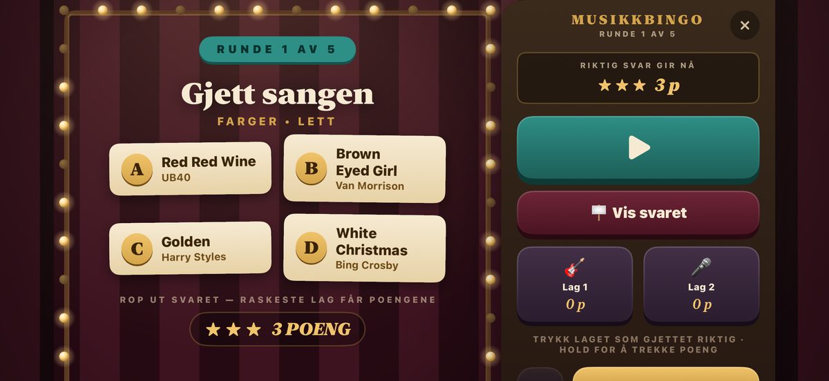 Lynrunden: fire svaralternativer A til D
